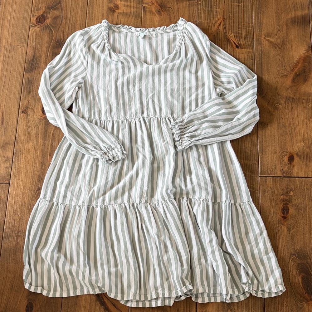 dip Striped Sage and White Lightweight Dress